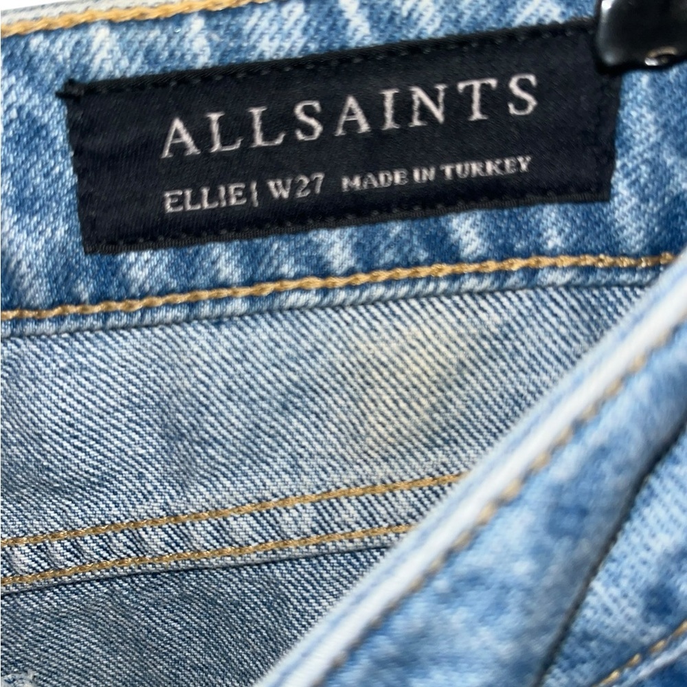AllSaints Elli Destroyed Wide Leg Jeans W27 Distressed Cropped Denim - Picture 9 of 12